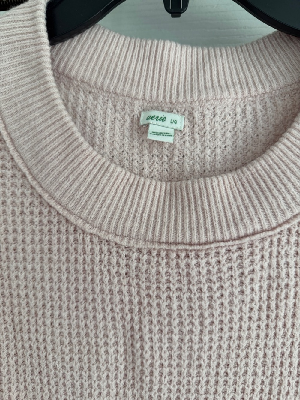 aerie Soft Pink Waffle Knit Crewneck Sweater - Picture 2 of 5
